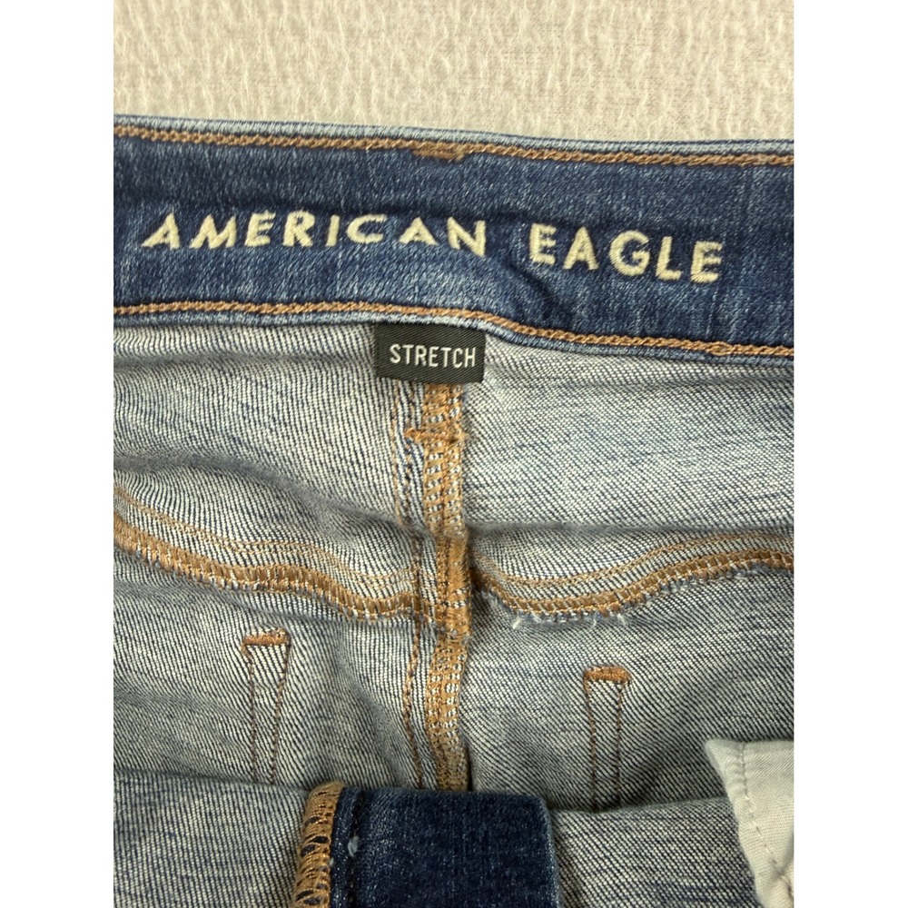 American Eagle Super Hi-Rise Flare Jeans Womens 14 Long Blue Medium Wash Stretch - Picture 4 of 8